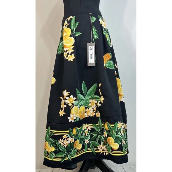 NY&C Eva Mendes Collection Black Maddie Lemon Print Skirt Size 10 - Picture 9 of 12